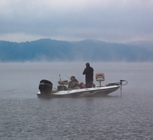 Bass Fishing boat on the water
